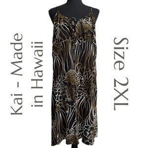Kai - Made in Hawaii - Spaghetti Strap Adjustable Midi Dress - Tie Front - 2XL